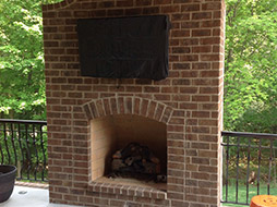Lanai with fireplace